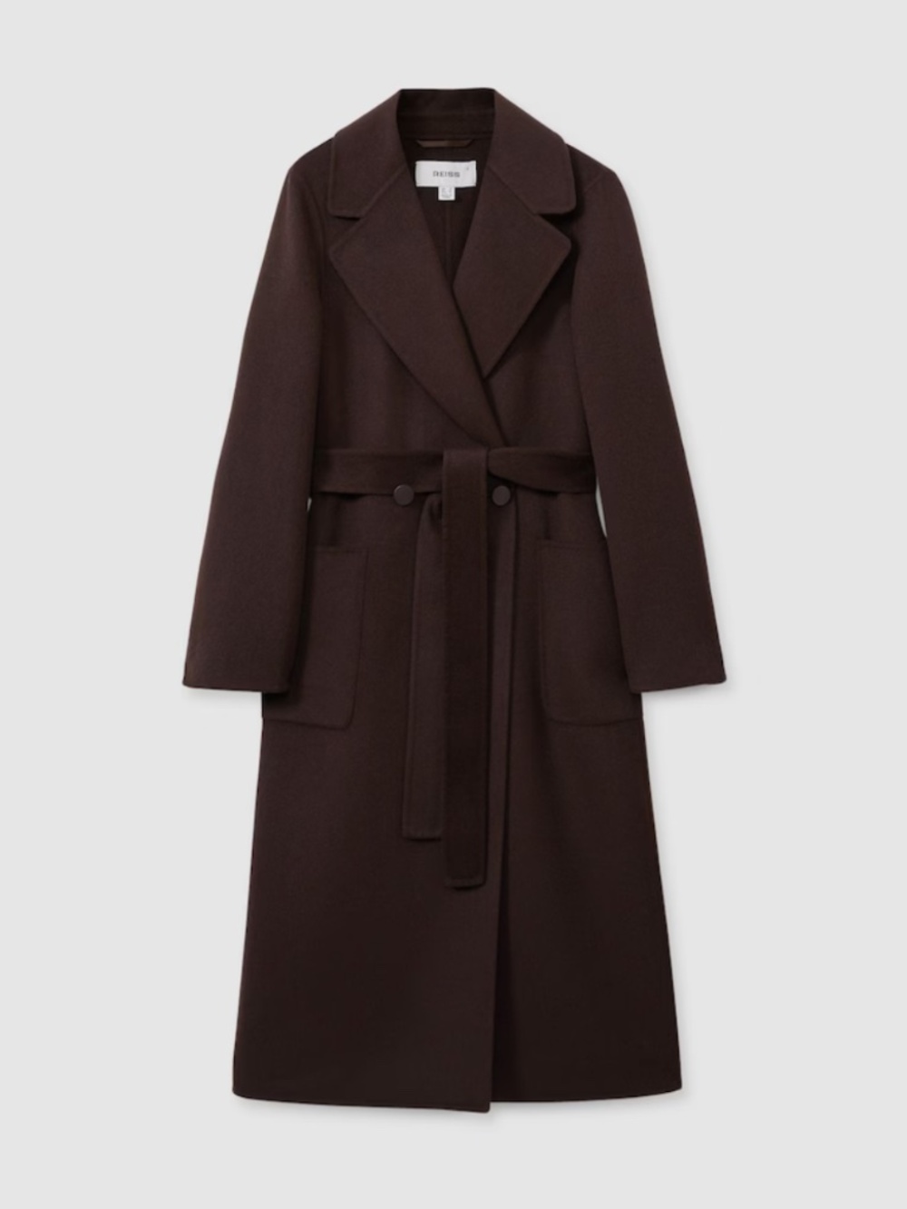Reiss Lucia Chocolate Wrap Coat Size 6 - Picture 5 of 6
